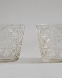 Cropped detailed photo featuring two mini choko crystal cut glass side by side.