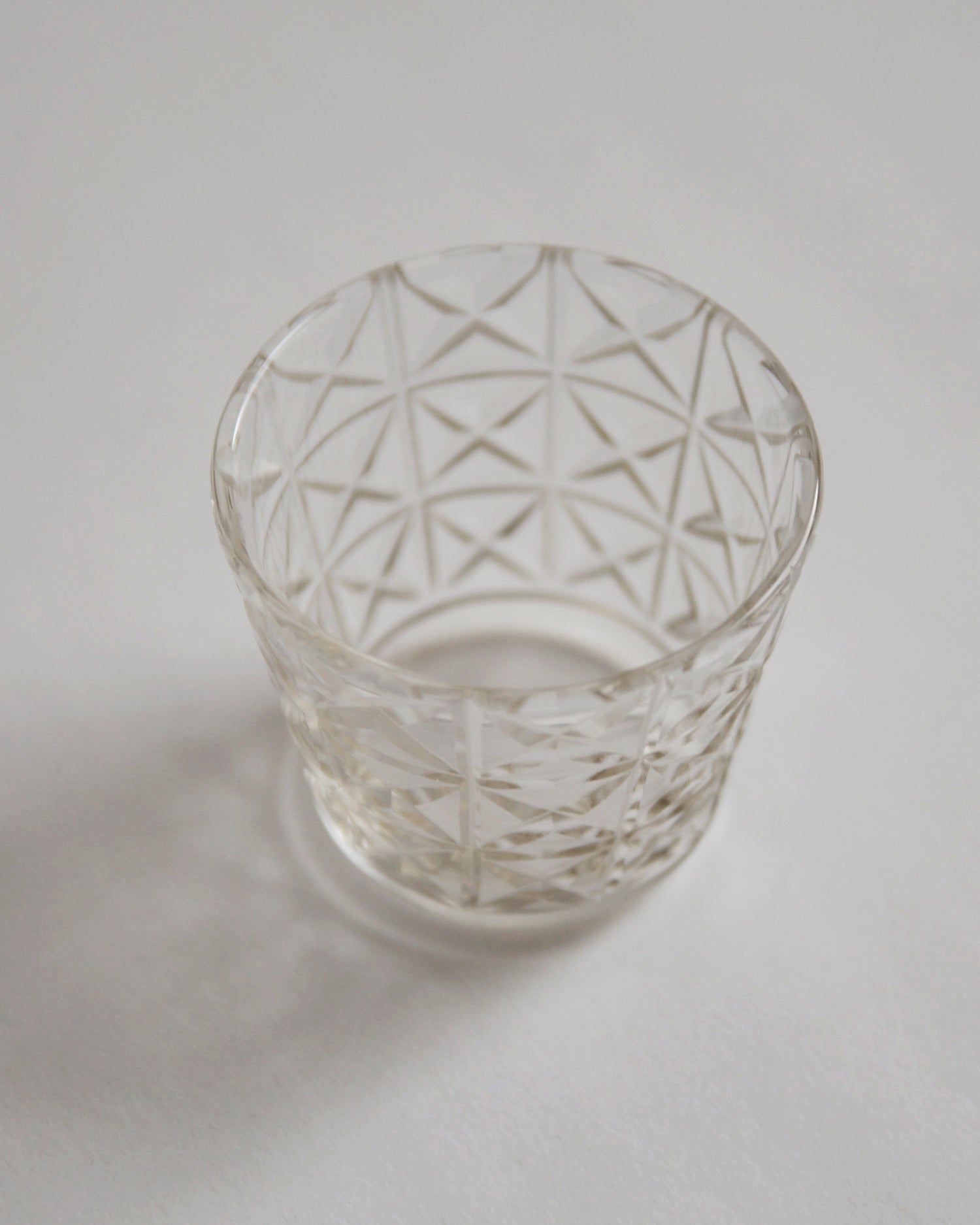 Top view of the mini choko crystal cut glass.