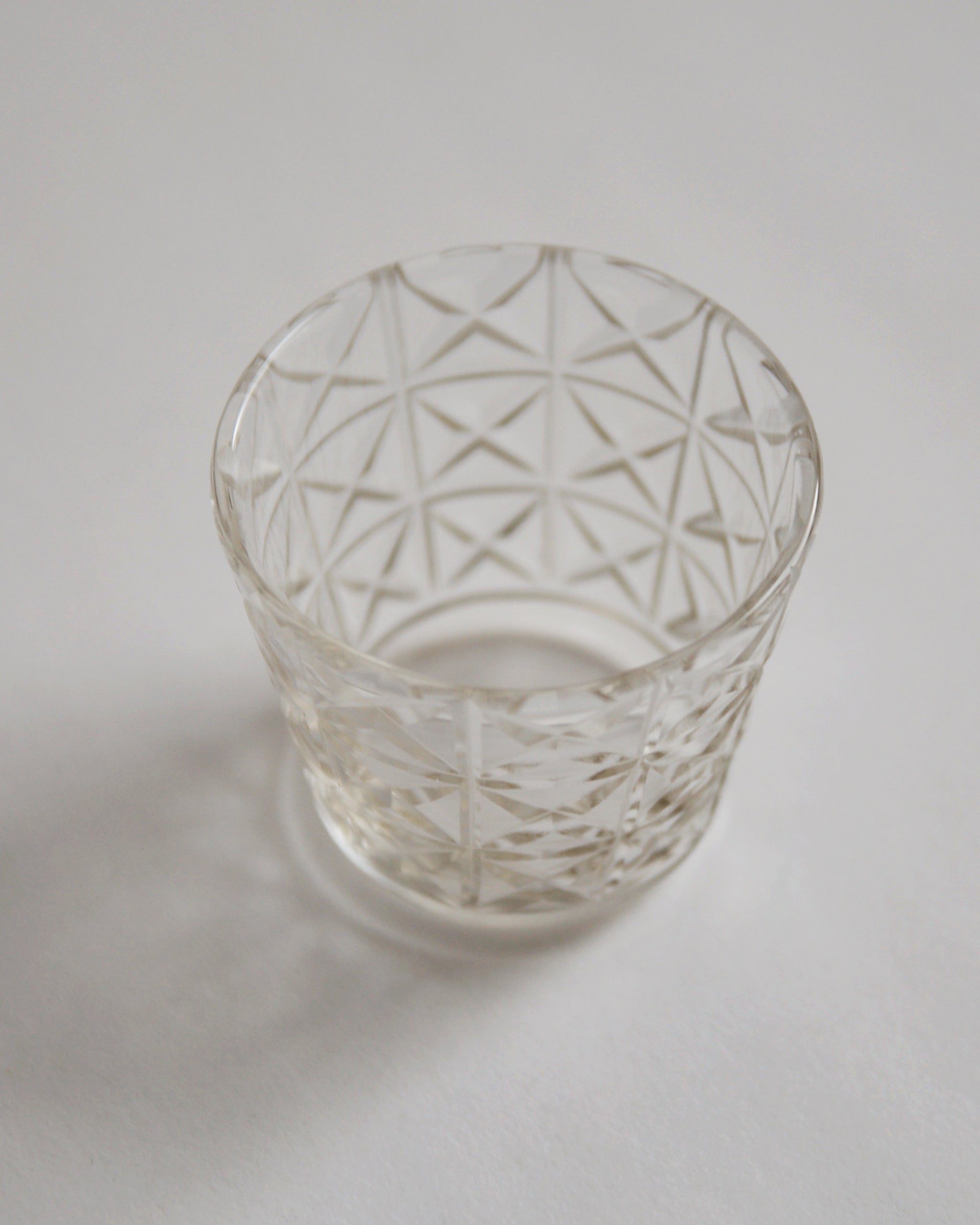 Top view of the mini choko crystal cut glass.