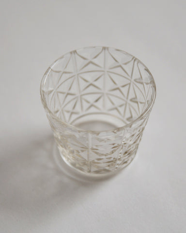 Top view of the mini choko crystal cut glass.