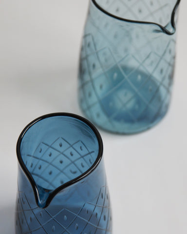 Reclaimed Blue One-Lipped Pitcher - Wire Net (OUT OF STOCK)