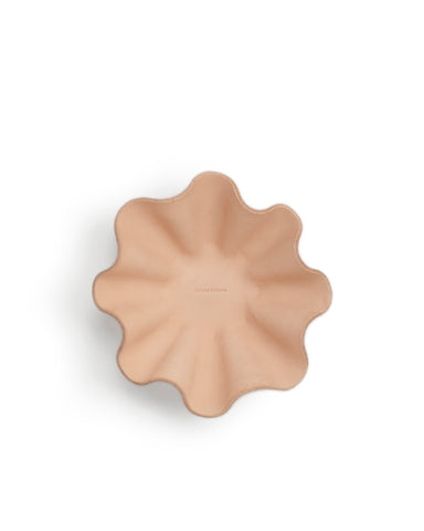 Top view of Leather Shell Bowl by Hender Scheme in small on a white background