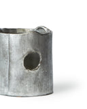Cropped image of ceramic teapot warmer with sterling silver overglaze by Masanobu Ando against white background.