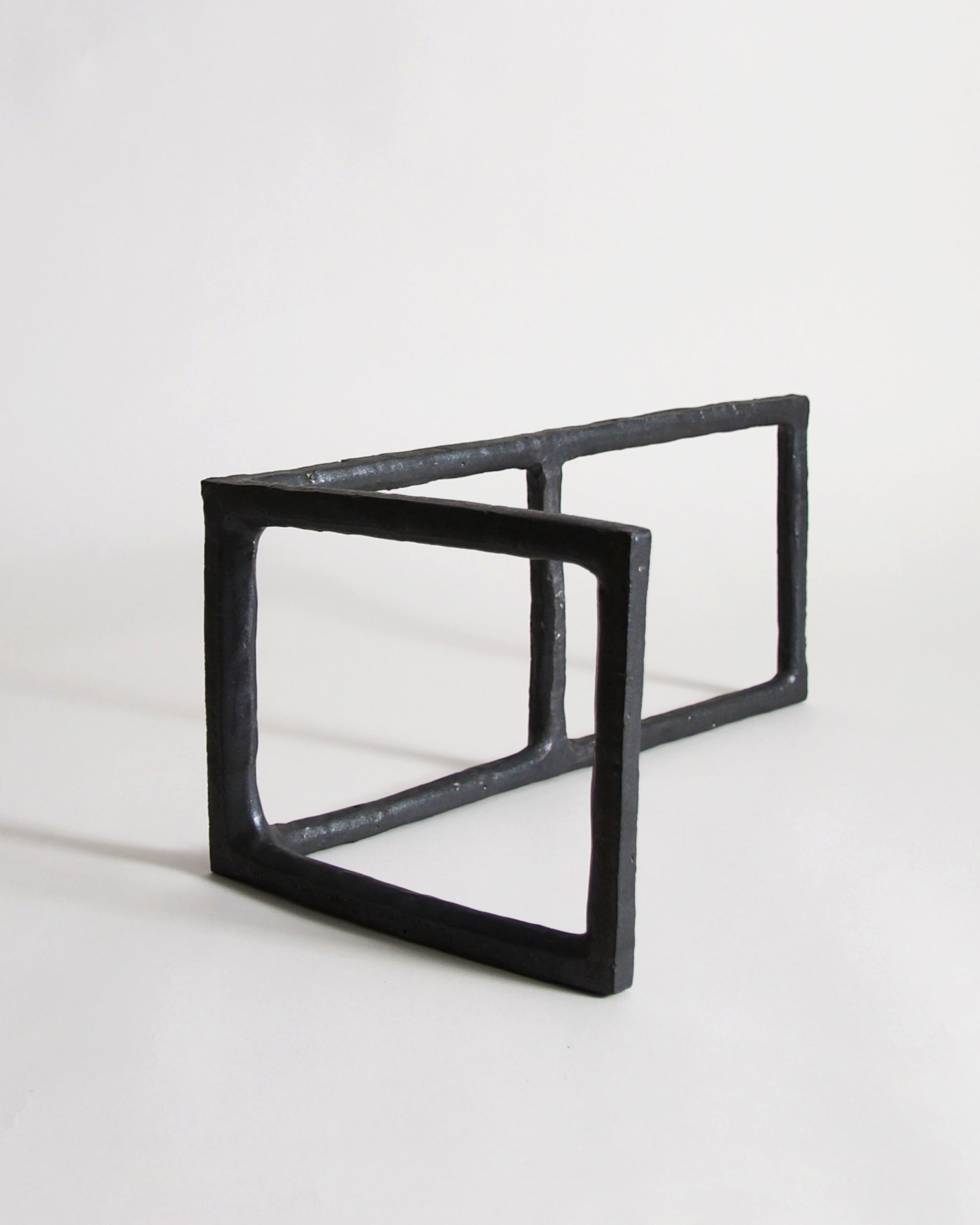 Black Rust Glaze Boundary Sculpture by Masanobu Ando on a gray background
