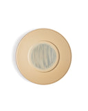 Silhouetted image of large White Urushi Plate by Ryuji Mitani against white background. 