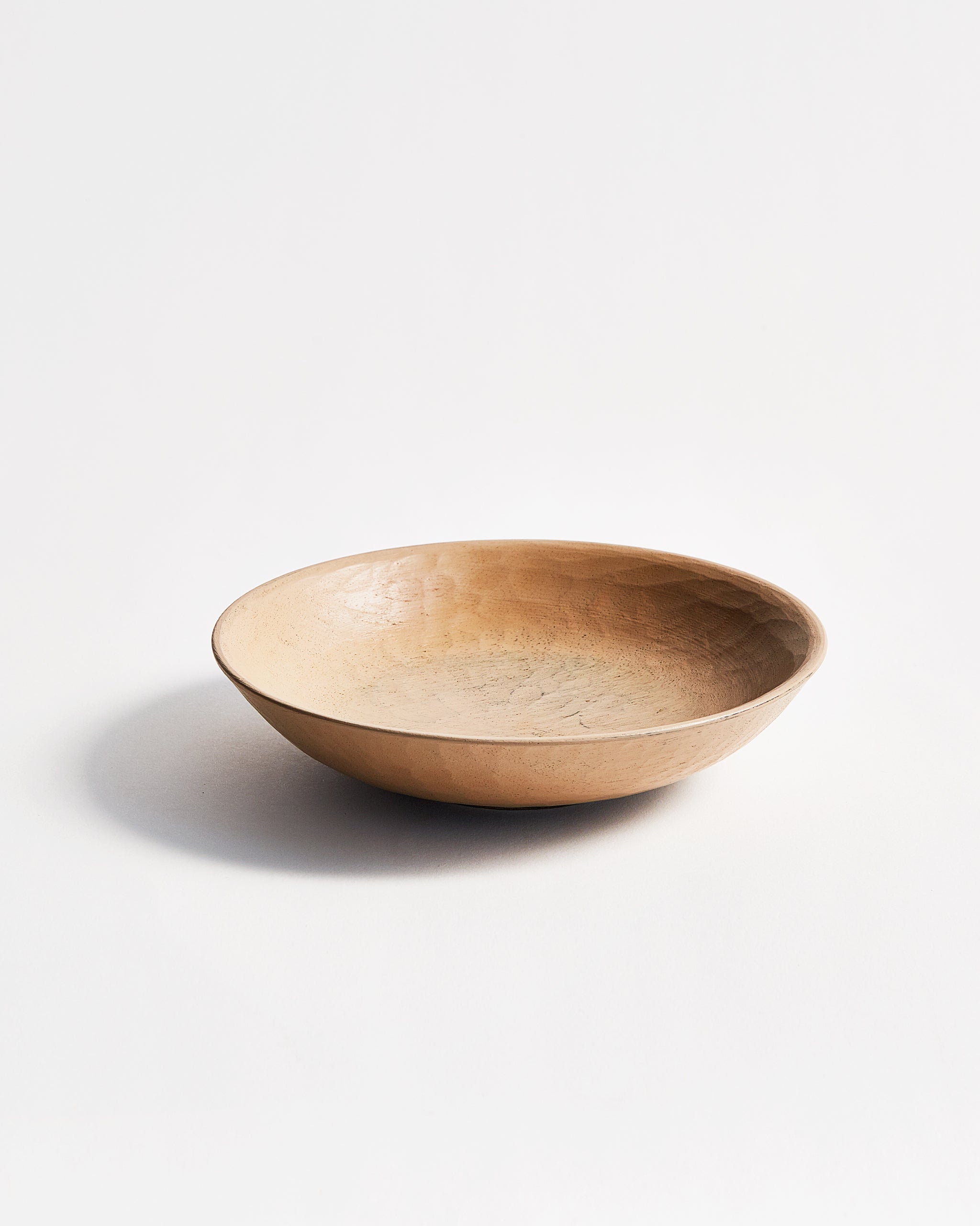 Angled front view of White Urushi Confectionary Platter by Ryuji Mitani against white-gray background. Variation of brushstroke.