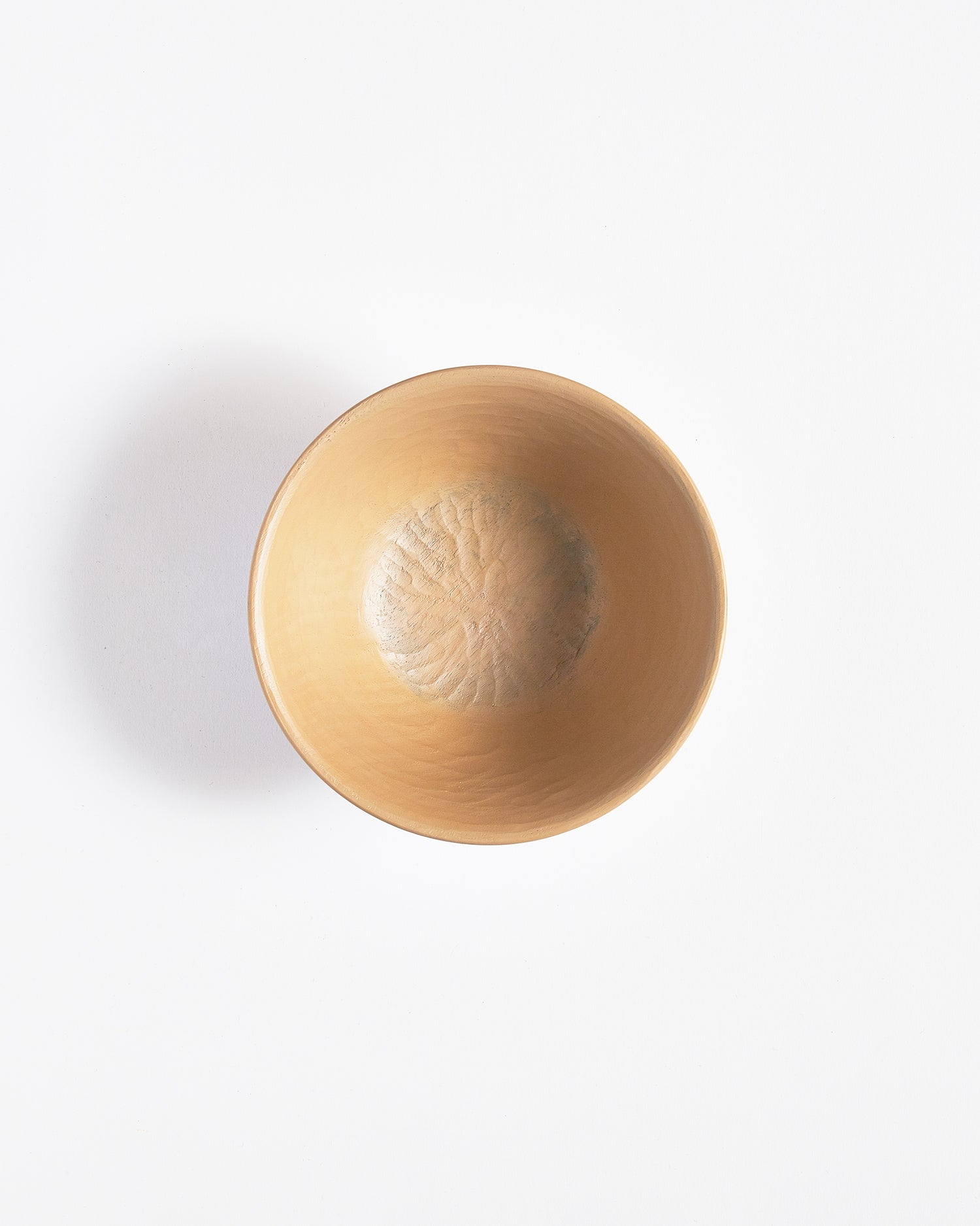 Top view of White Urushi Noodle or Soup Bowl by Ryuji Mitani against white-gray background.