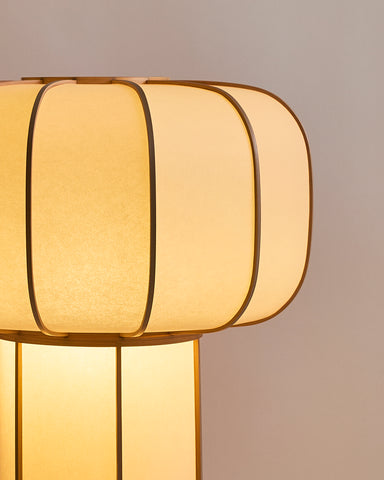 Up-close of Kiko no hana Lamp by Time and Style with light on on a white background