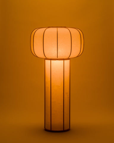 Kiko no hana Lamp in Large by Time and Style with light on on a white background