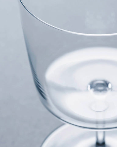 Cropped detail view of time and style raisin glass from a top view.