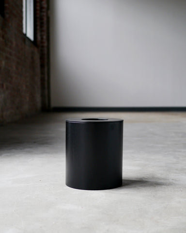 Black Ash Paper Waste Basket with Cutout Lid