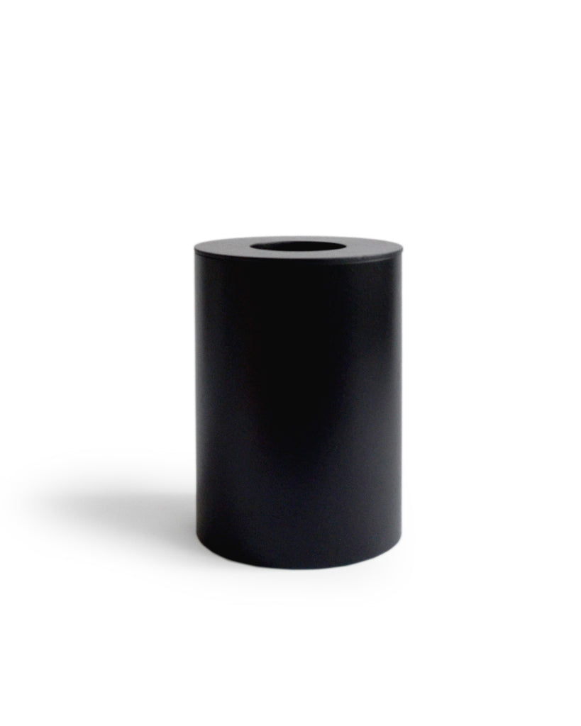 Black Ash Paper Waste Basket with Cutout Lid